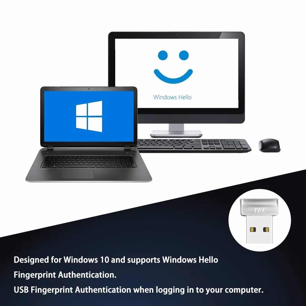 TEC TE-FPA2 czytnik linii papilarnych Mini USB biometryczny skaner Windows 11/10