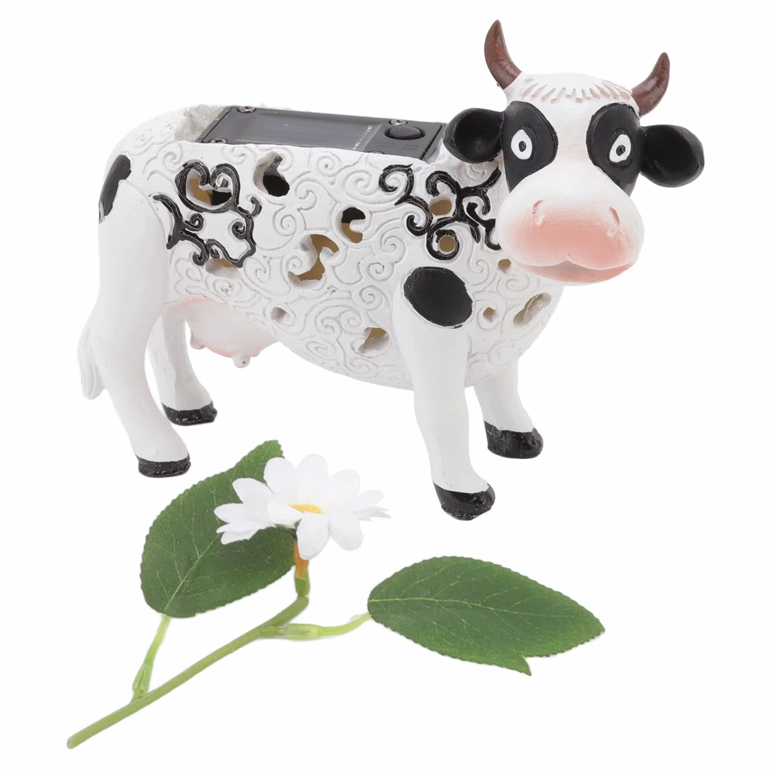Słoneczne Światła Ogrodowe w Kształcie Zwierząt, Energooszczędne Światło Słoneczne Daisy Cow na Ślub