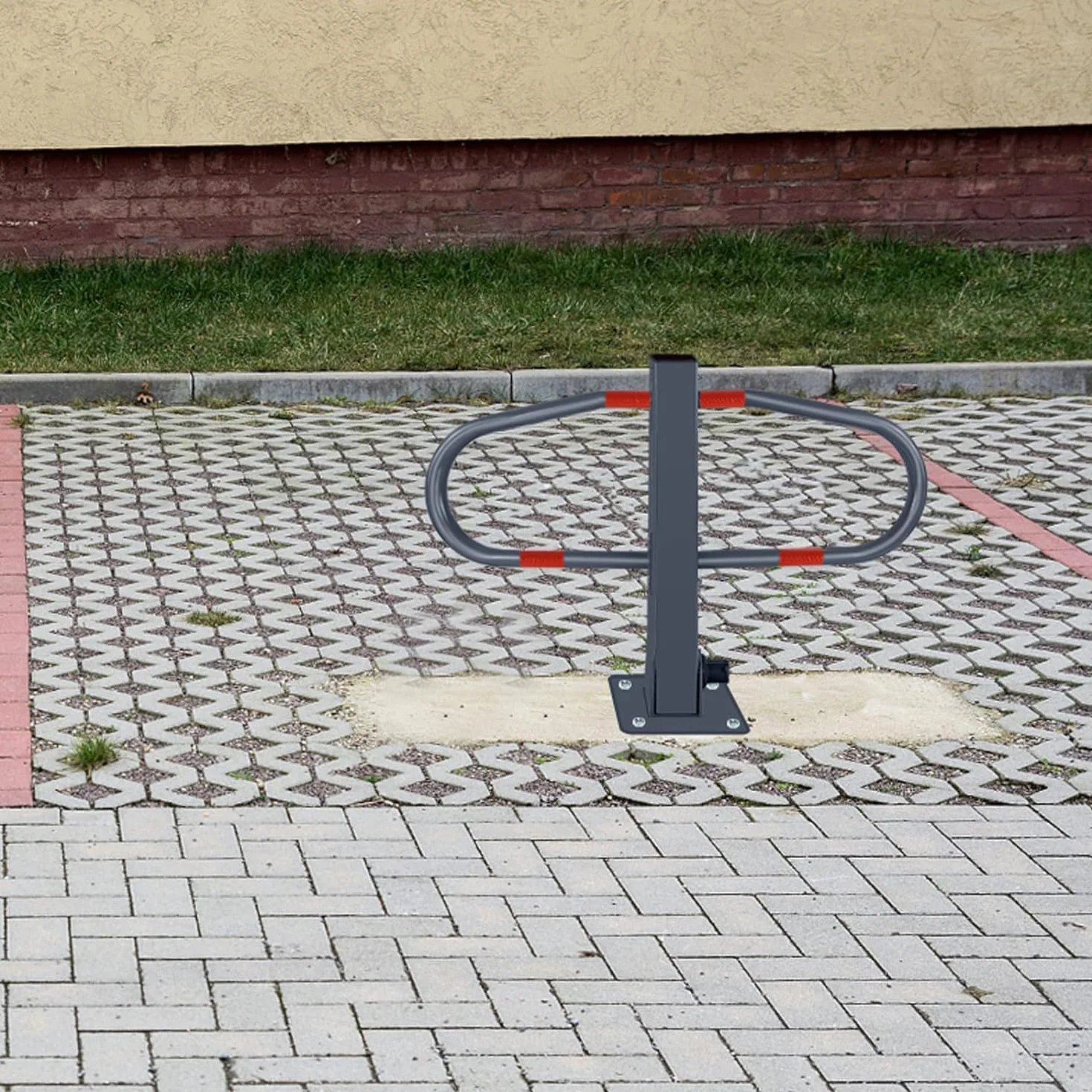 Składany słupek parkingowy z 3 kluczami, blokada miejsca parkingowego, pałąk blokujący, wytrzymały i stabilny (2 sztuki)