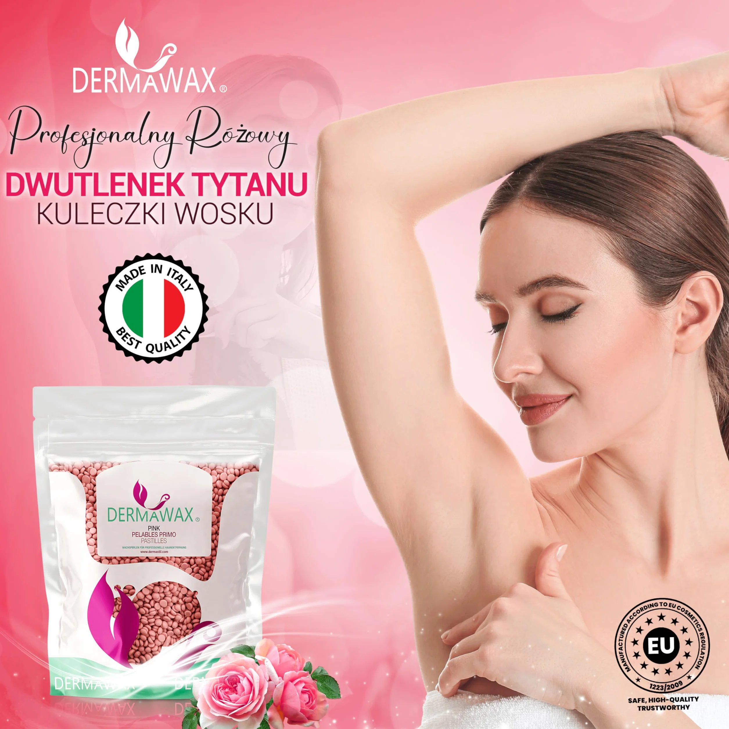 Perły woskowe bez paska wosk do usuwania włosów dla kobiet i mężczyzn - Dermawax różowy różowy wosk profesjonalny strój do twarzy pod pachami - 1 kg