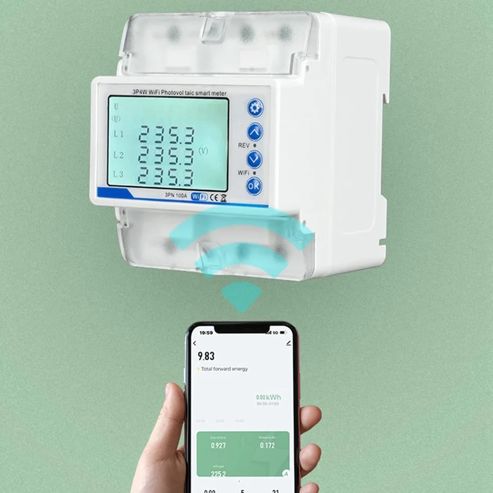 Tuya 3-Fazowy Licznik KWh WiFi 380V 100A Dwukierunkowy Przekaźnik Ograniczenia Prądu