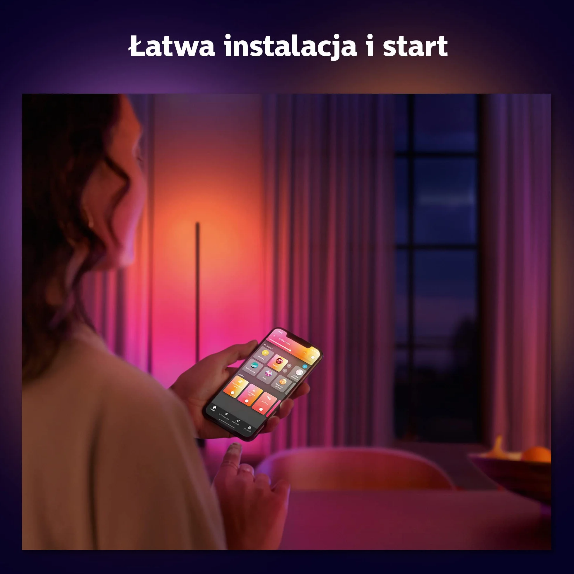 Philips Hue Lampa Podłogowa Signe Gradient Biała, 16 mln Kolorów, Ściemnianie, Smart LED