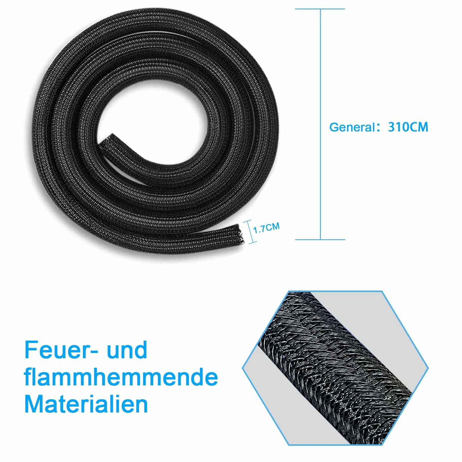 SURFOU Wąż kablowy 3,1 m x 13 mm elastyczny samozamykający się ochrona kabla