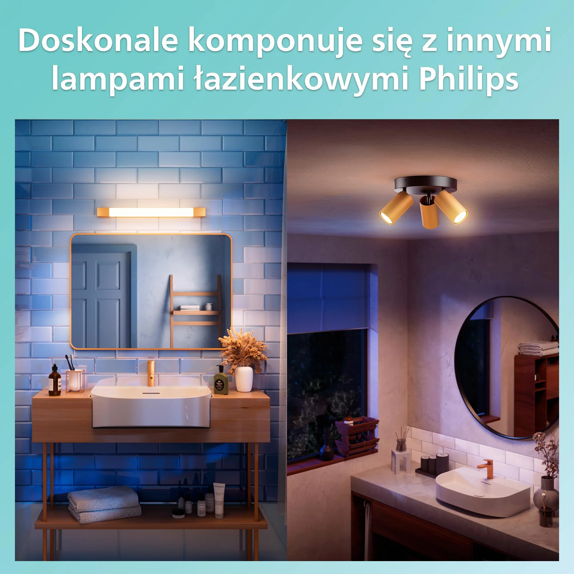 Philips LED Lampa Łazienkowa Rover Okrągła 10W 1500lm 2700K IP44 Wodoodporna Mosiądz