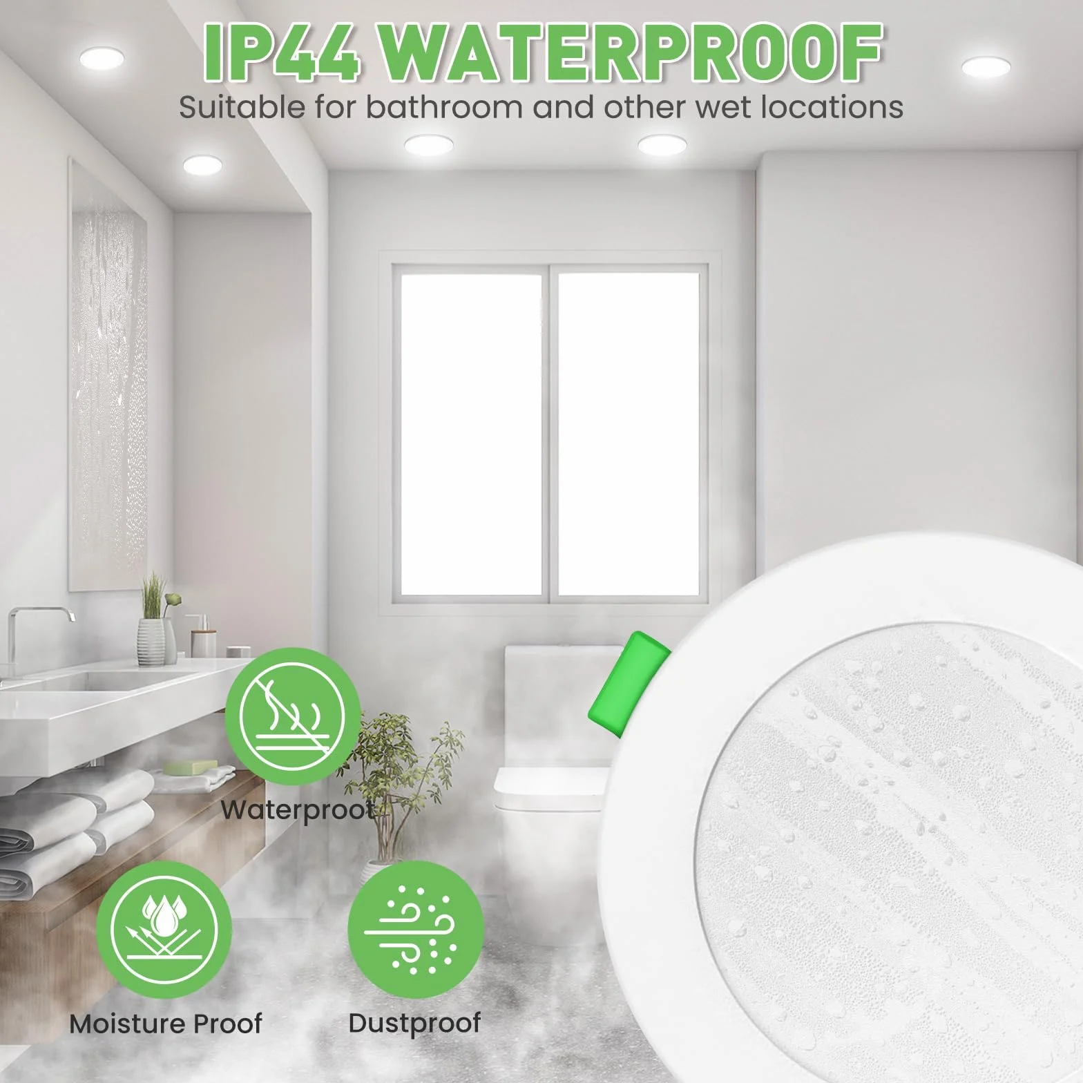 ALUSSO Wpuszczany Reflektor LED 8W 850lm Ściemnialny IP44 3CCT 3000K/4000K/6500K Φ75-85mm