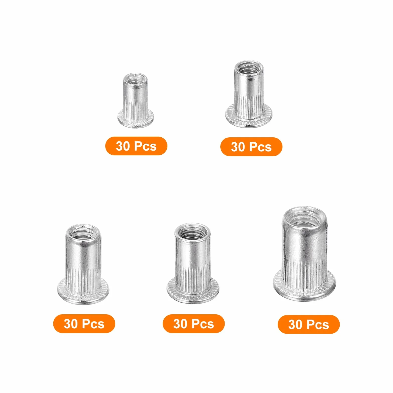 QUARKZMAN Nitonakrętki Aluminiowe Rowkowane #6-32 #8-32 #10-24 #10-32 1/4"-20 150 szt.