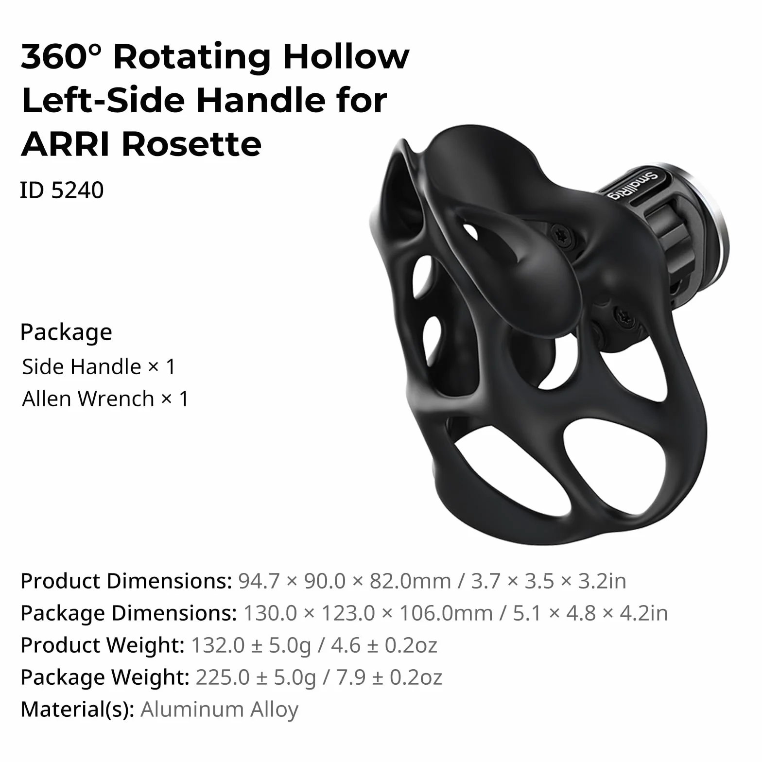 SMALLRIG obrotowy uchwyt 360° z pustym wnętrzem do ARRI udźwig 15 kg 5240