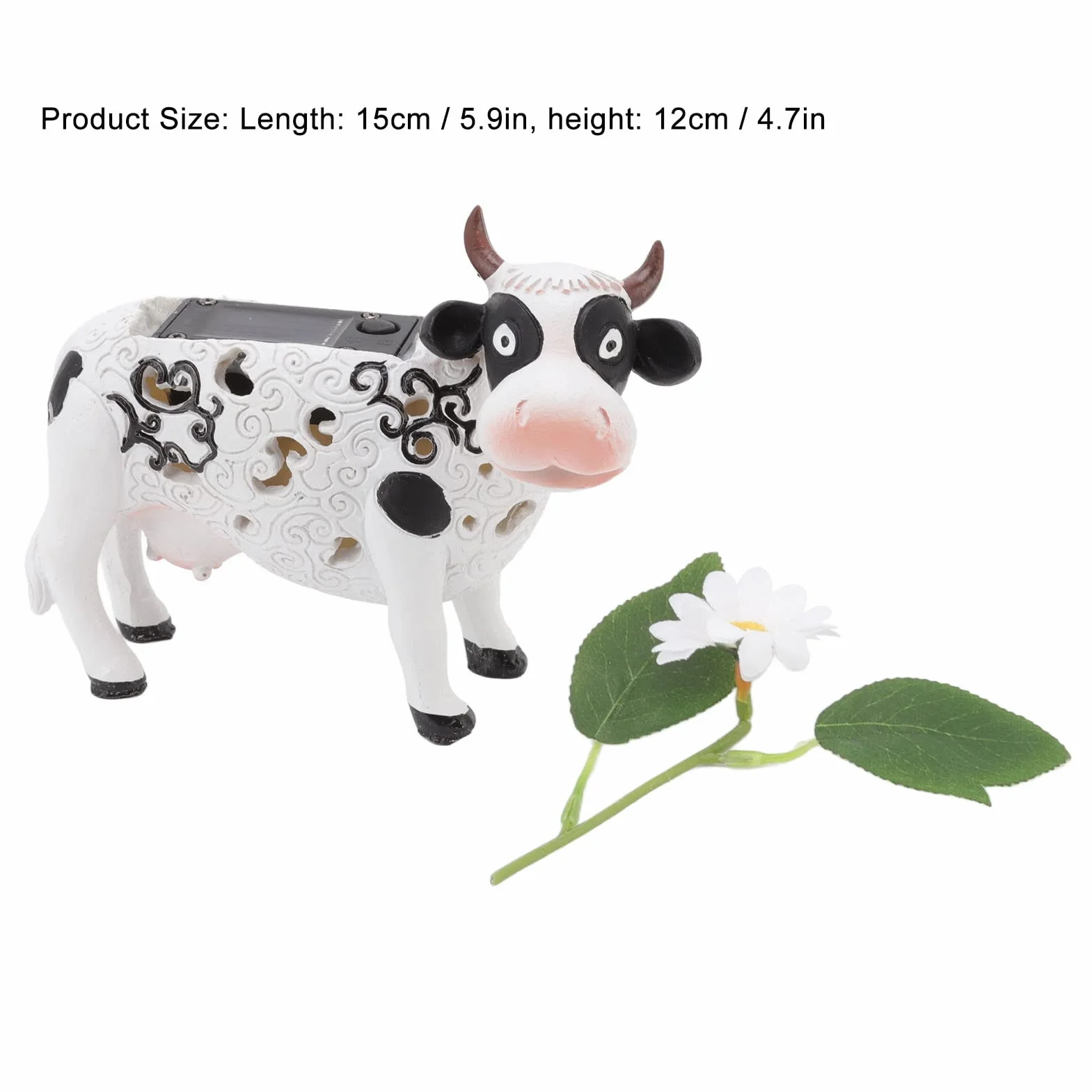 Słoneczne Światła Ogrodowe w Kształcie Zwierząt, Energooszczędne Światło Słoneczne Daisy Cow na Ślub