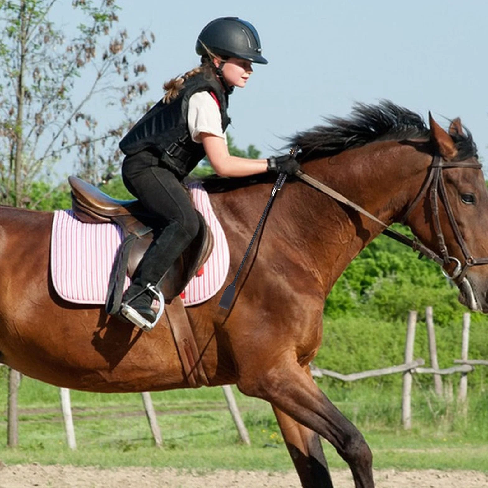Bicz Fusta do jazdy - bicz Fusta z antypoślizgowym uchwytem - stabilny sprzęt dla koni, bicz do jazdy konnej na świeżym powietrzu