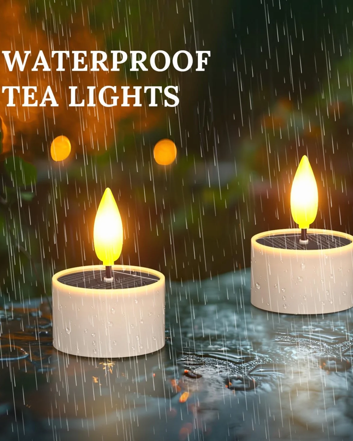 SoulBay Solarne świeczki tea light LED 12 sztuk wodoszczelne wielokrotnego ładowania dusk to dawn migoczące do ogrodu