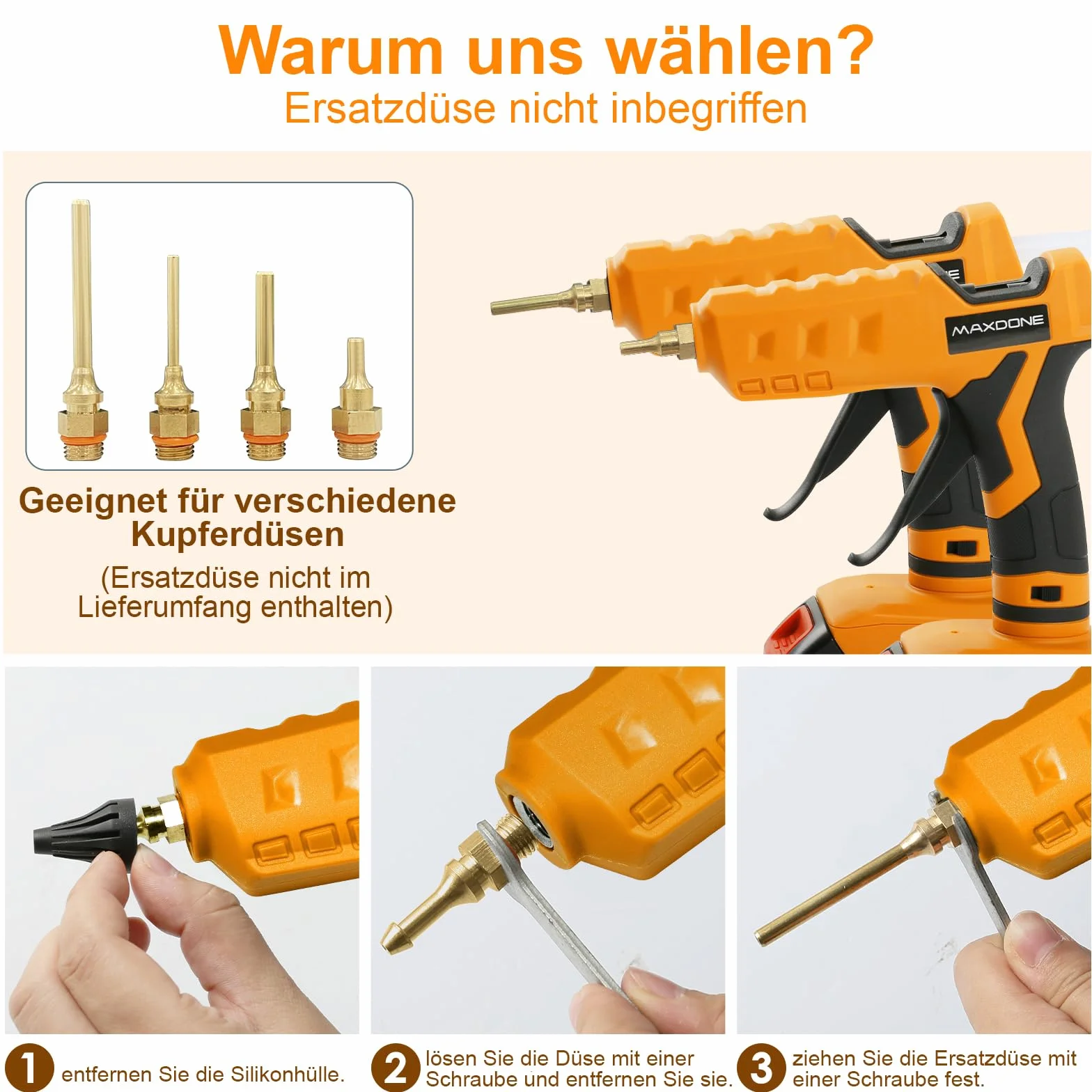 Bezprzewodowy pistolet do klejenia na gorąco Dewalt 18 V XR 100 W, pałeczki 11 mm