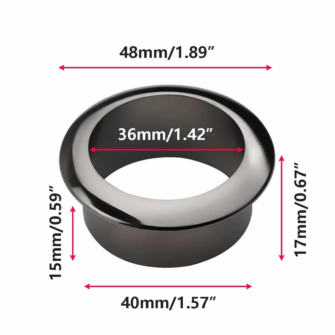 4 przelotki na biurko 40 mm z nylonowego tworzywa sztucznego do otworów na kable, przelotki na biurko PC, organizery na kable i ochraniacze (czarne)