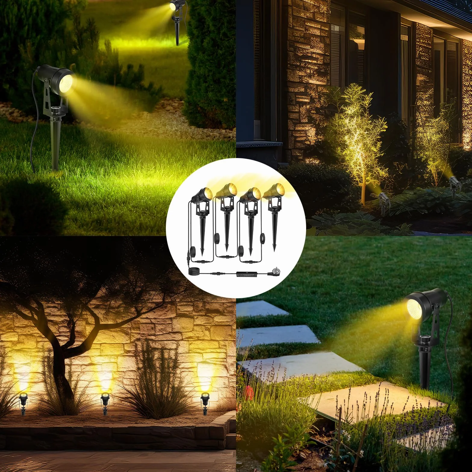 Zewnętrzna lampa punktowa LED 4 w 1 14 m ciepła biel 3000 K 12 V IP65