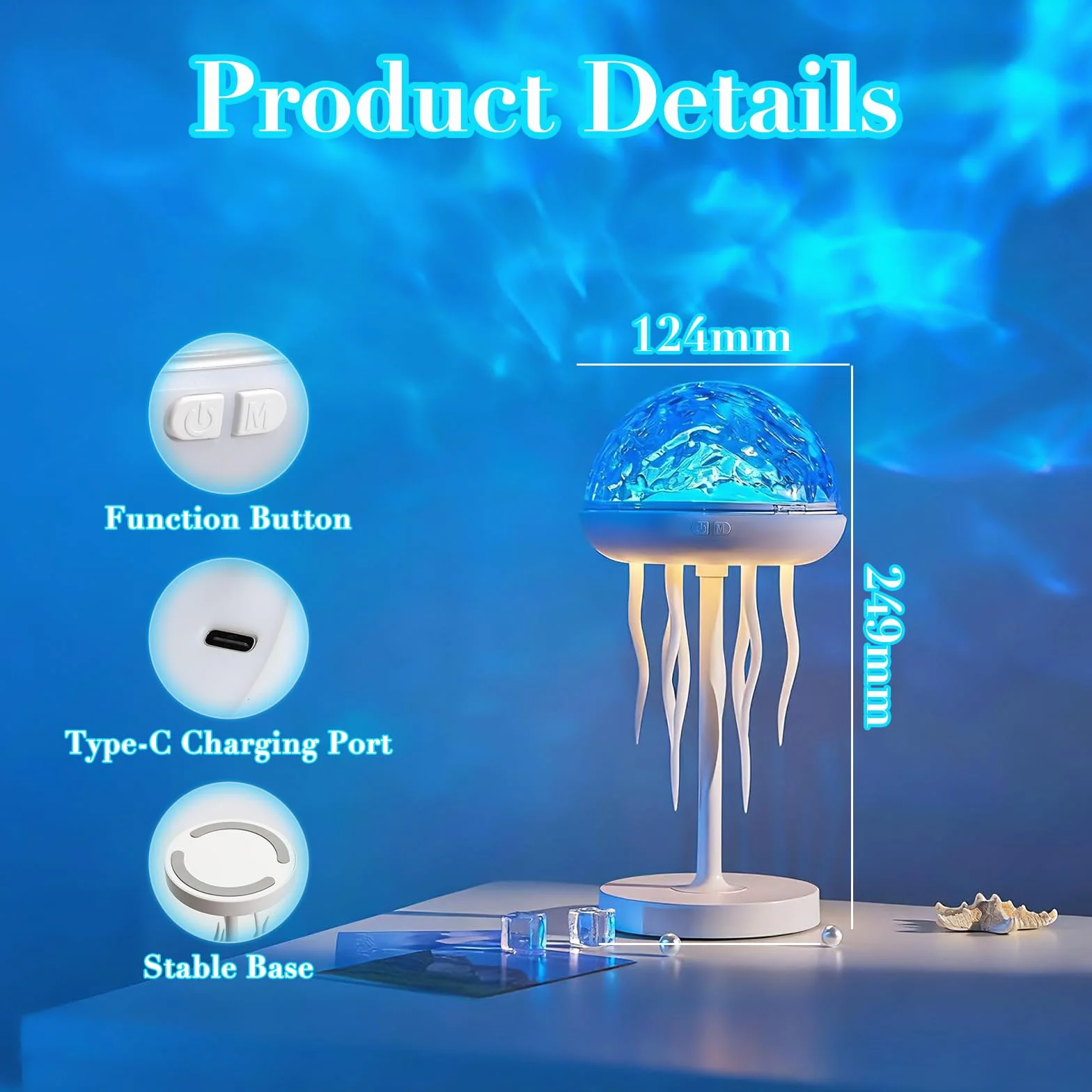 Lampa oceaniczna meduza z ruchomymi nogami lampka nocna