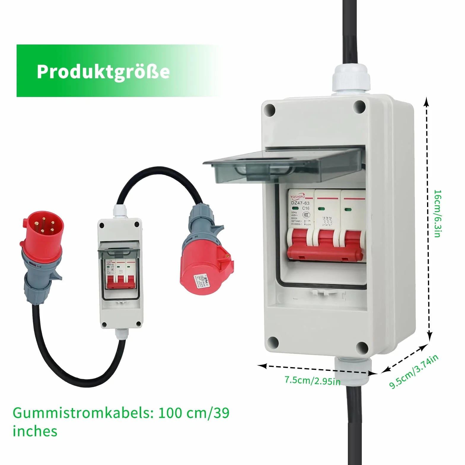 Adapter 32 A na 16 A przedłużacz 1 m kabel przyłączeniowy rozdzielacz prądu