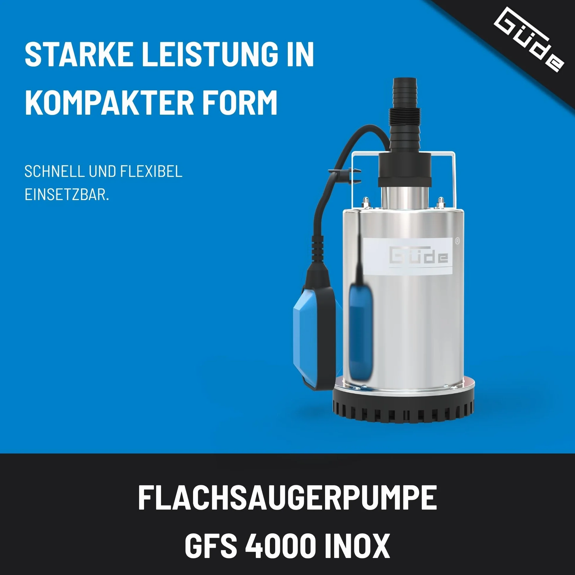 Güde GFS 4000 INOX płaska pompa zanurzeniowa 400 W 700 l/h gwint IG 1 ½"