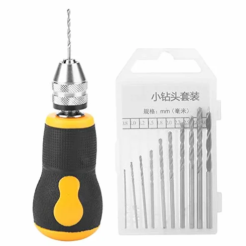 Zestaw mikro mini wiertarek ręcznych z 10 wiertłami spiralnymi 0,8–3,0 mm, imadło precyzyjne