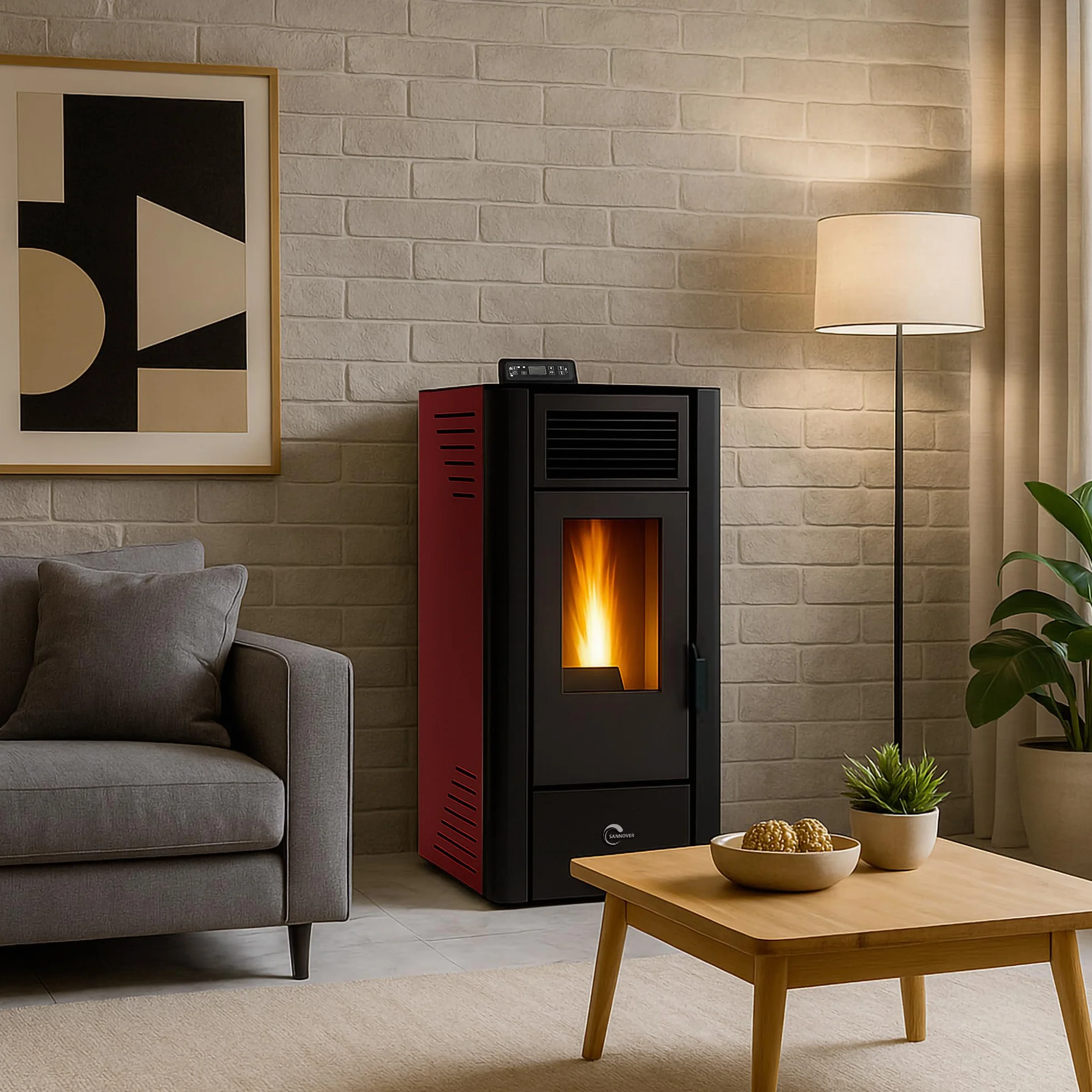 Sannover Patelnia na pellet pneumatyczny Anita 10 kW Bordeaux