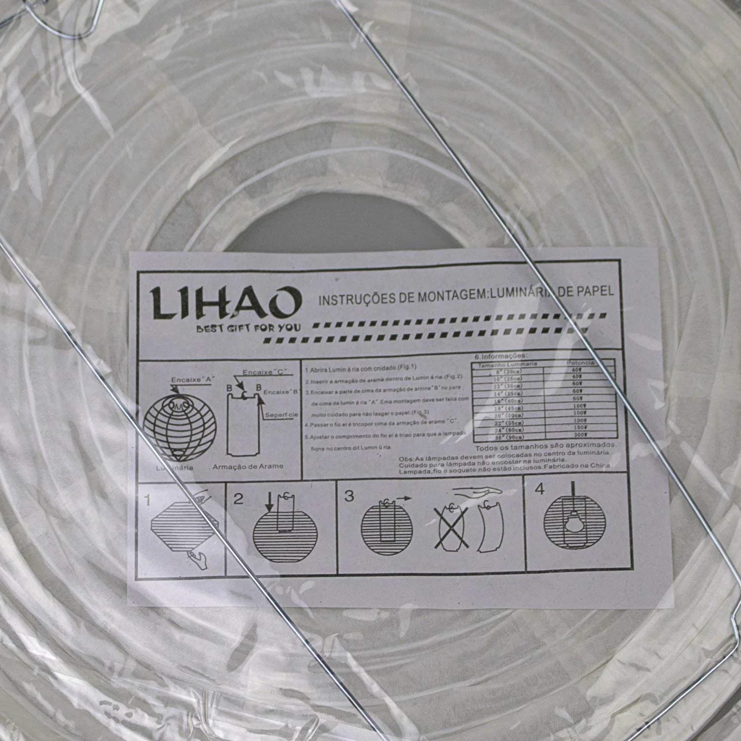 Papierowa latarnia LIHAO Klosz okrągły biały bambusowy prążkowany 25 cm
