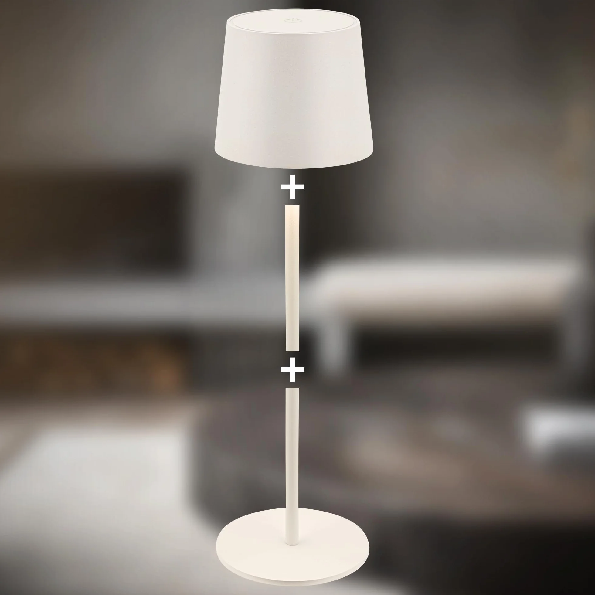 BRILONER - Lampa stołowa LED bezprzewodowa IP44 z dotykiem, ściemniana, akumulator i wymienne źródło światła, lampka nocna, lampa LED, kempingowa, akumulatorowa, 11x34,5cm, antyczna biel