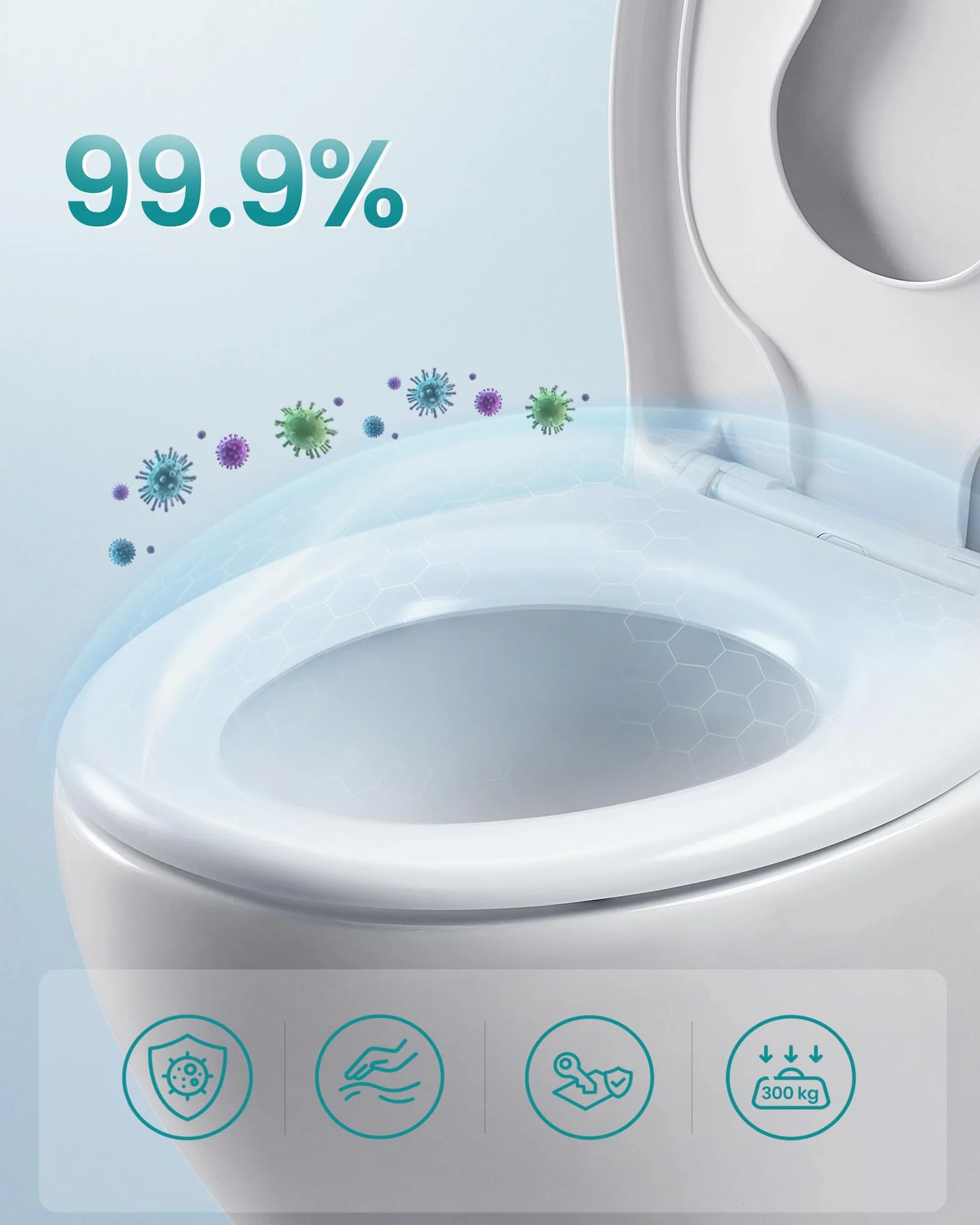 SONGMICS Deska sedesowa dla dziecka mechanizm cichego zamykania wyjmowana mocznikowo-duroplast nośność 300 kg biała BTL106WZ01