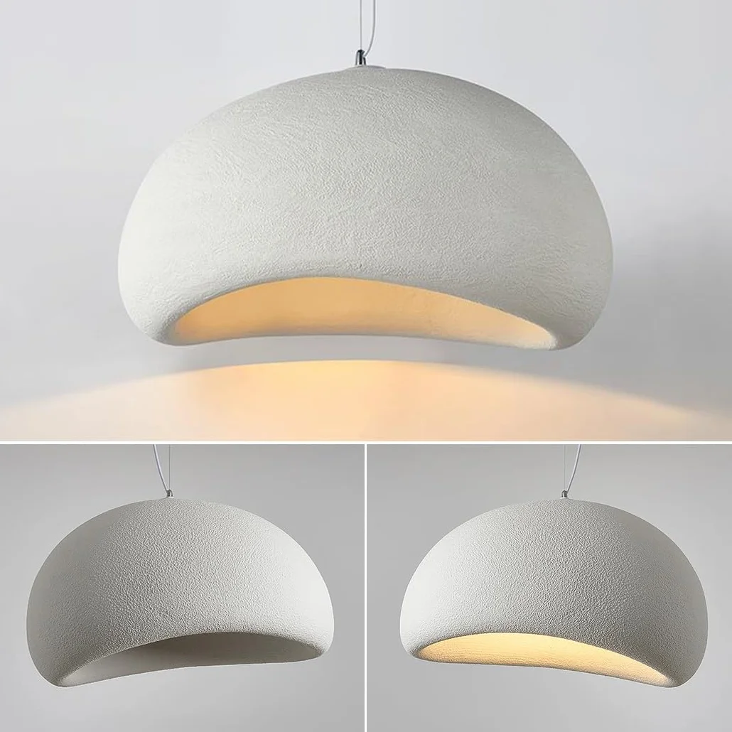 Lampa Wisząca Wabi-Sabi Biały Matowy Żywica Żyrandol E27 60cm Nordycki Styl Do Salonu Sypialni