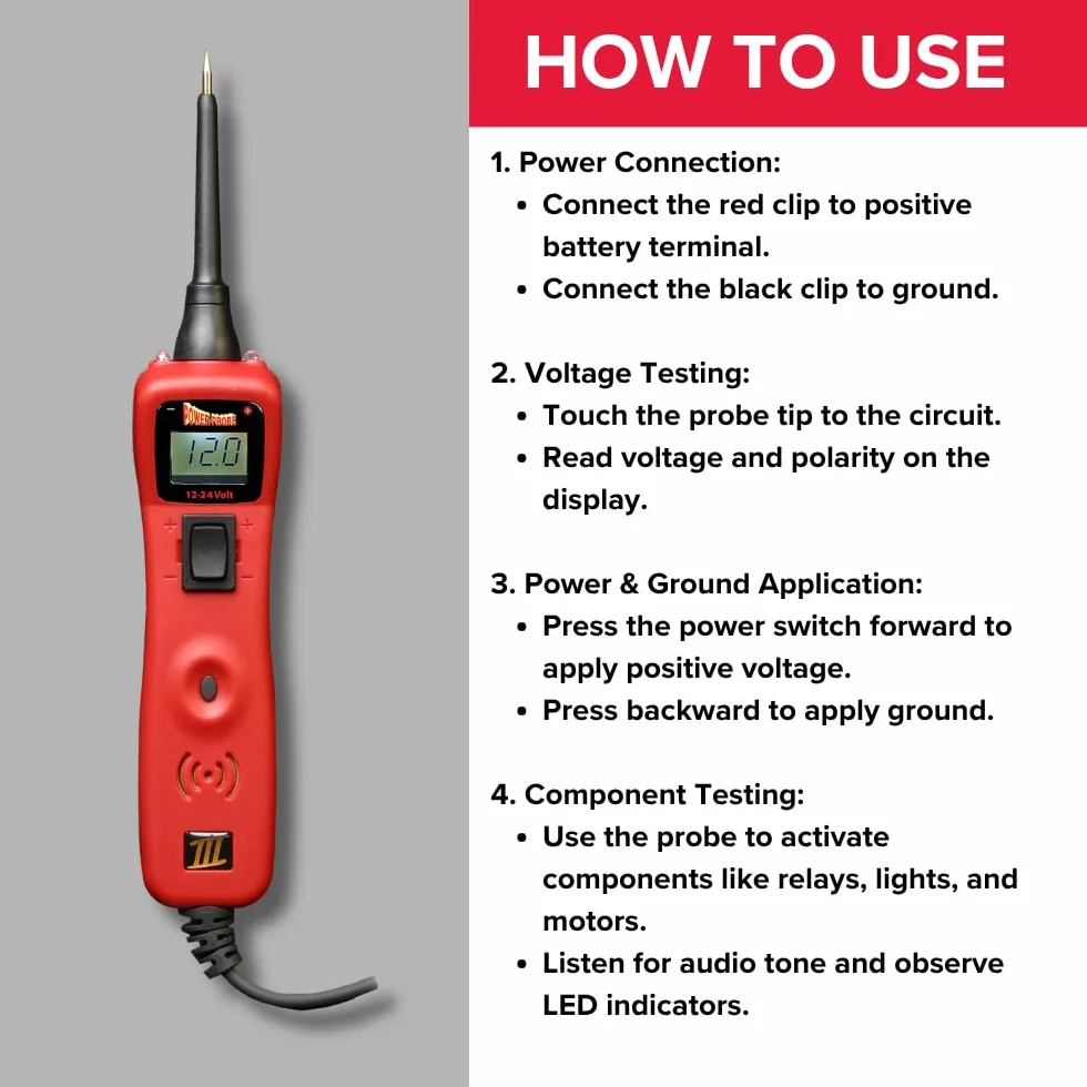 Power Probe 3 Automotive Circuit Tester 12-24V Narzędzie diagnostyczne układu elektrycznego PP3CSRED