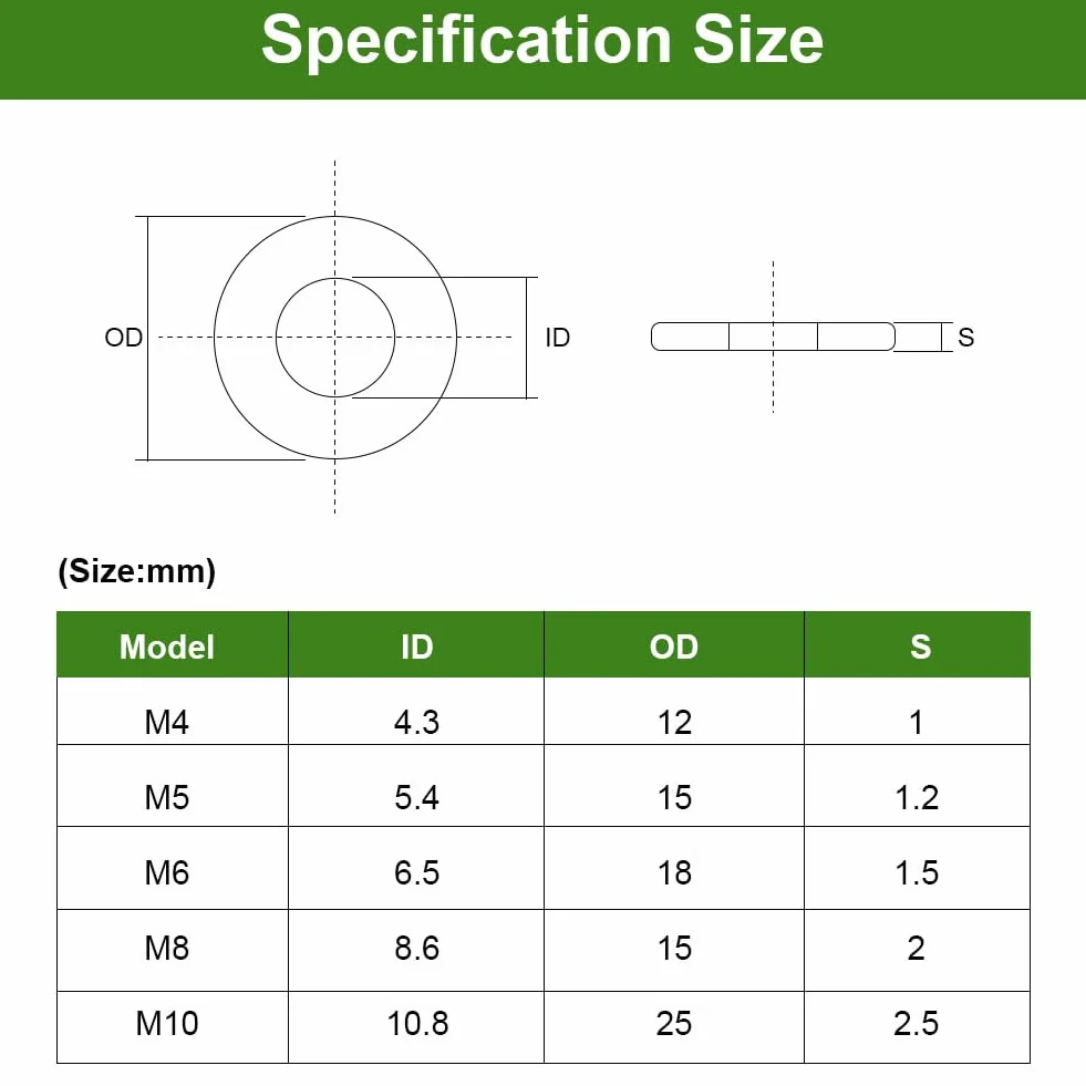 Flintronic Podkładki M5 304 Nierdzewne Płaskie 100 sztuk 15 x 1,2 mm