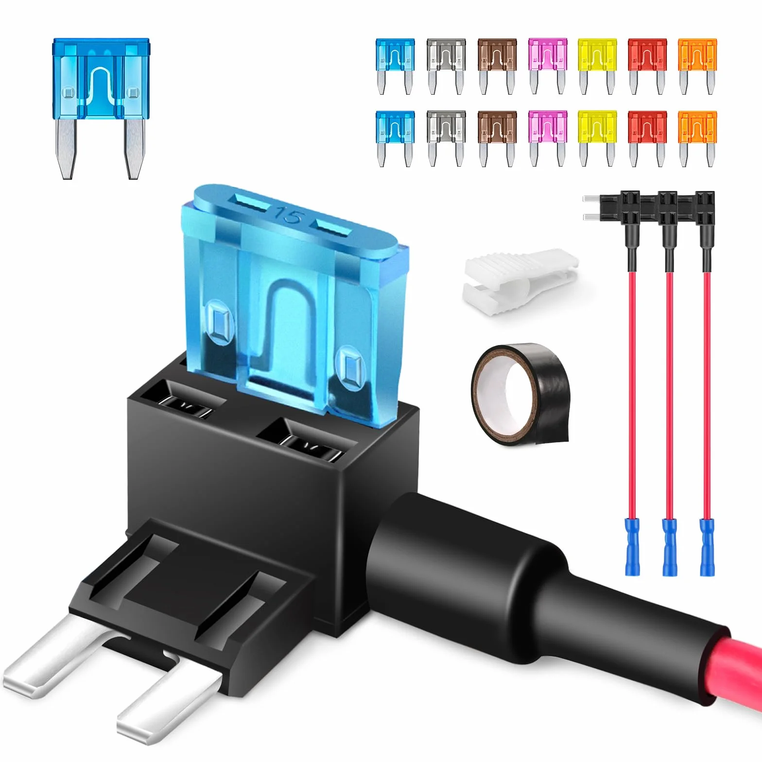 JOREST 16AWG oprawka bezpiecznika Add-a-Circuit 12 V-32 V z bezpiecznikami mini 2A-20A 14 szt.