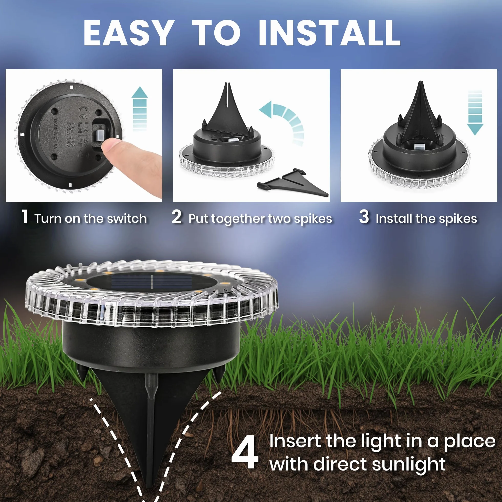 Solpex Lampy solarne zewnętrzne IP65 16 sztuk podłogowe na schody taras chodniki zimna biel