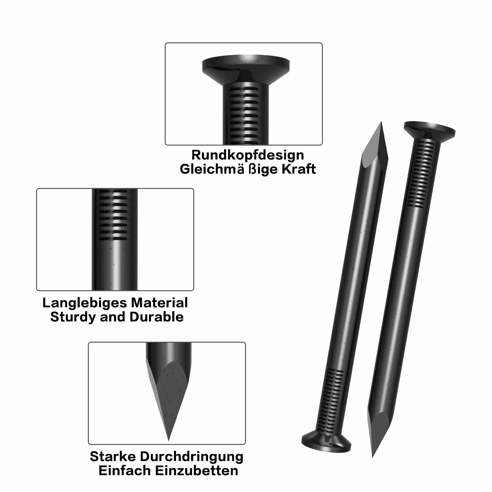Gwoździe stalowe 30 mm 120 sztuk do betonu ścian drewna