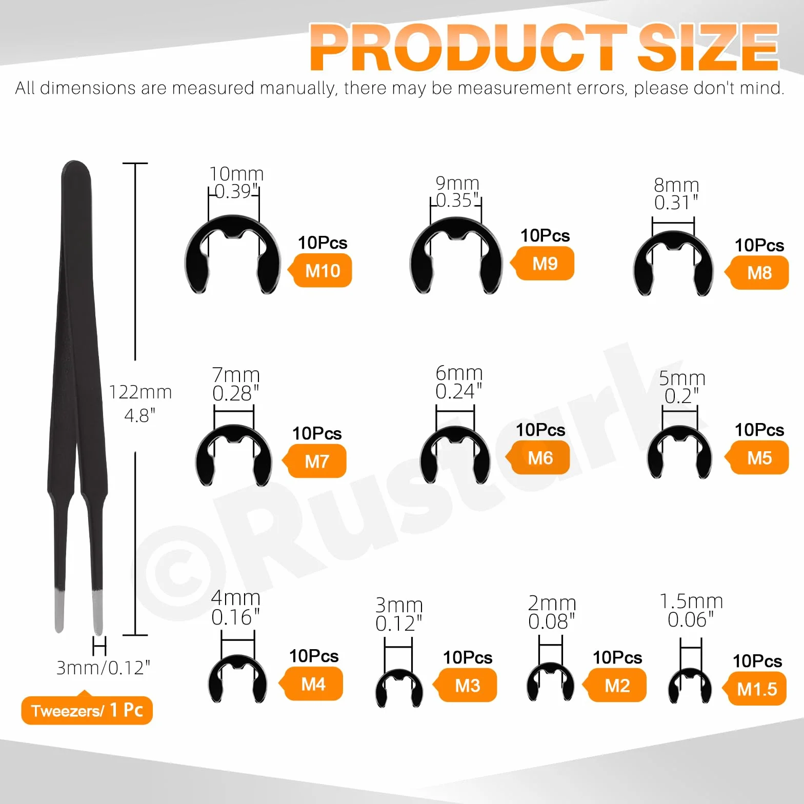 312Pcs 4 w 1 Szczypce do pierścieni osadczych M1.5-M10 E-Clip M4-M28 C-Clip z pęsetą