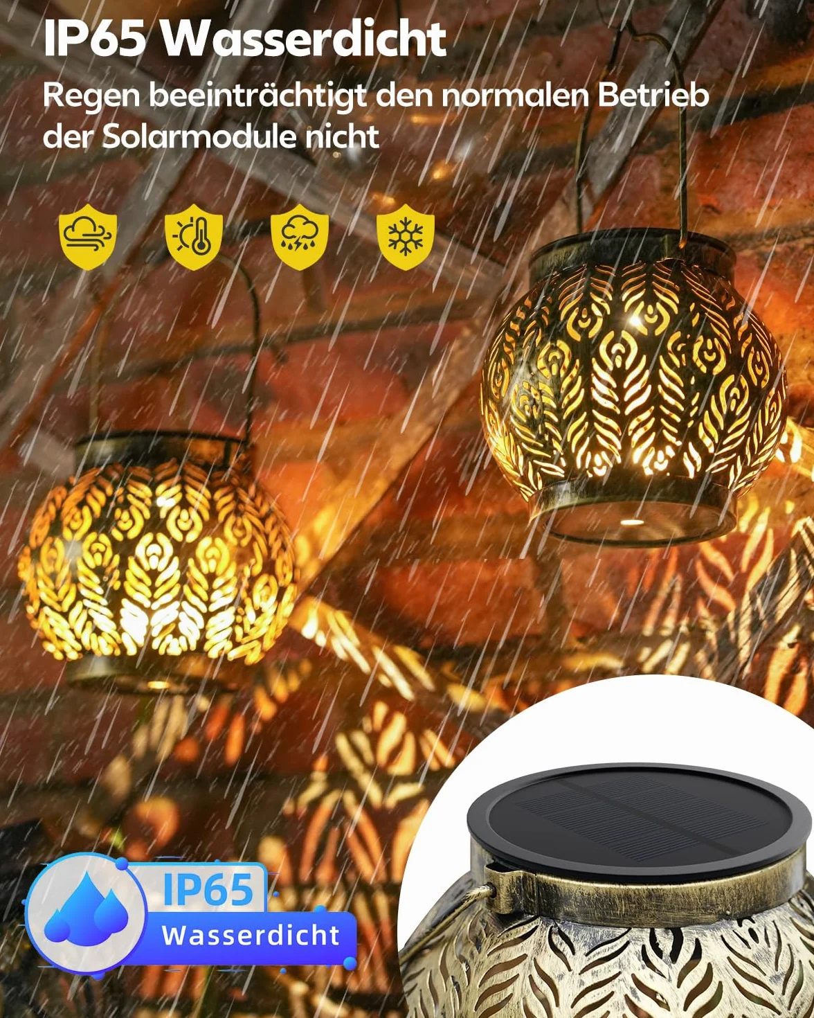 Bonsery 4 sztuki latarni solarnych IP65 wodoszczelne zewnątrz