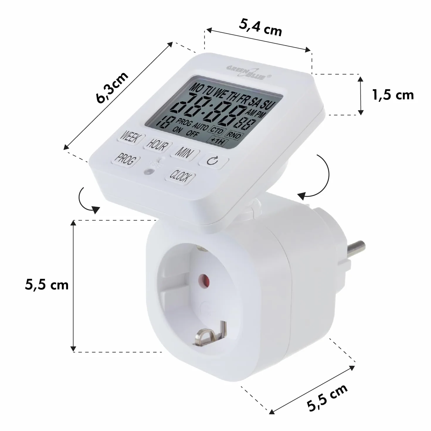 GreenBlue GB605 Zegar Cyfrowy Programator Timer Max. 16A IP20 (Gniazdo F Schuko)