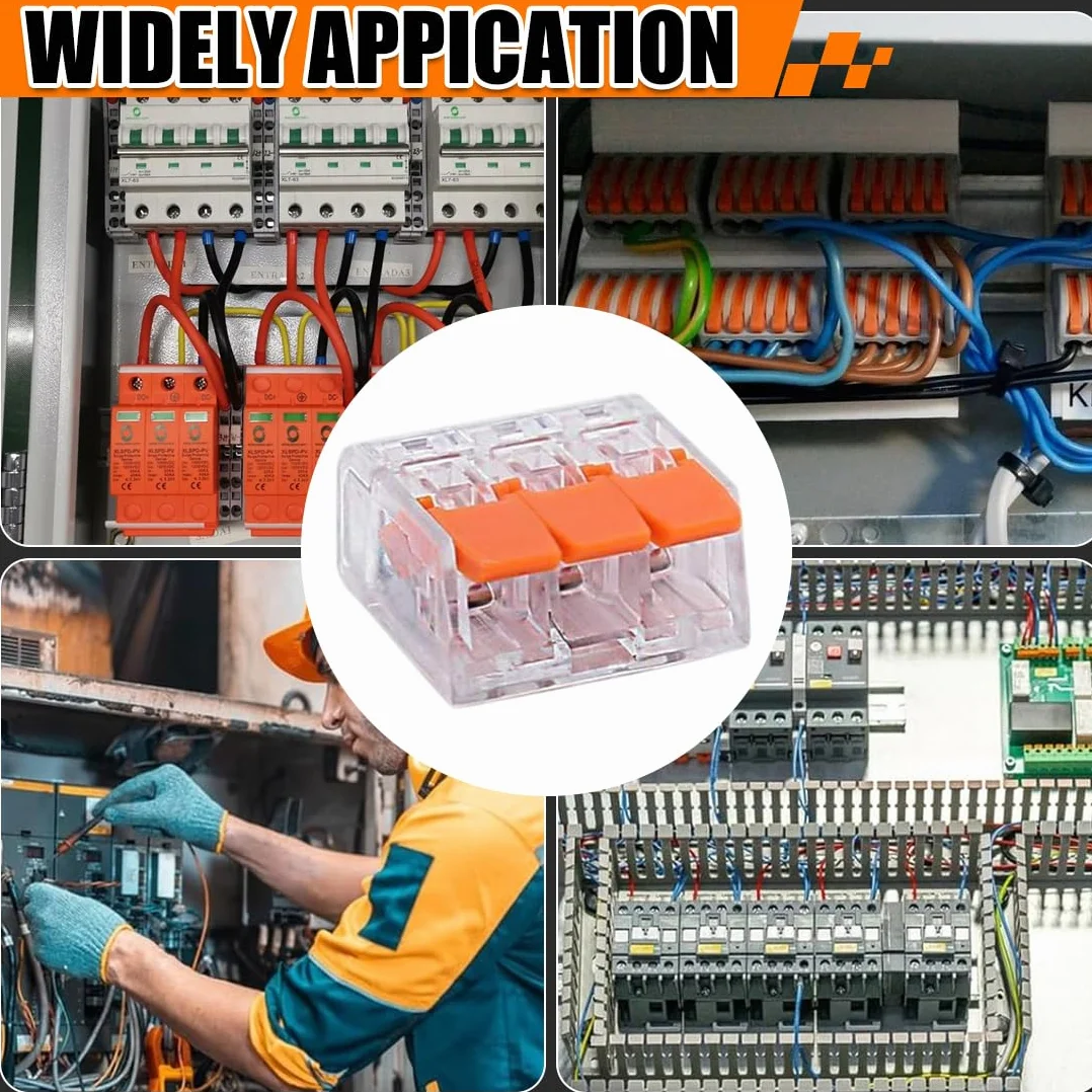 3-biegunowe zaciski łączeniowe elektryczne 20 sztuk do instalacji kablowych