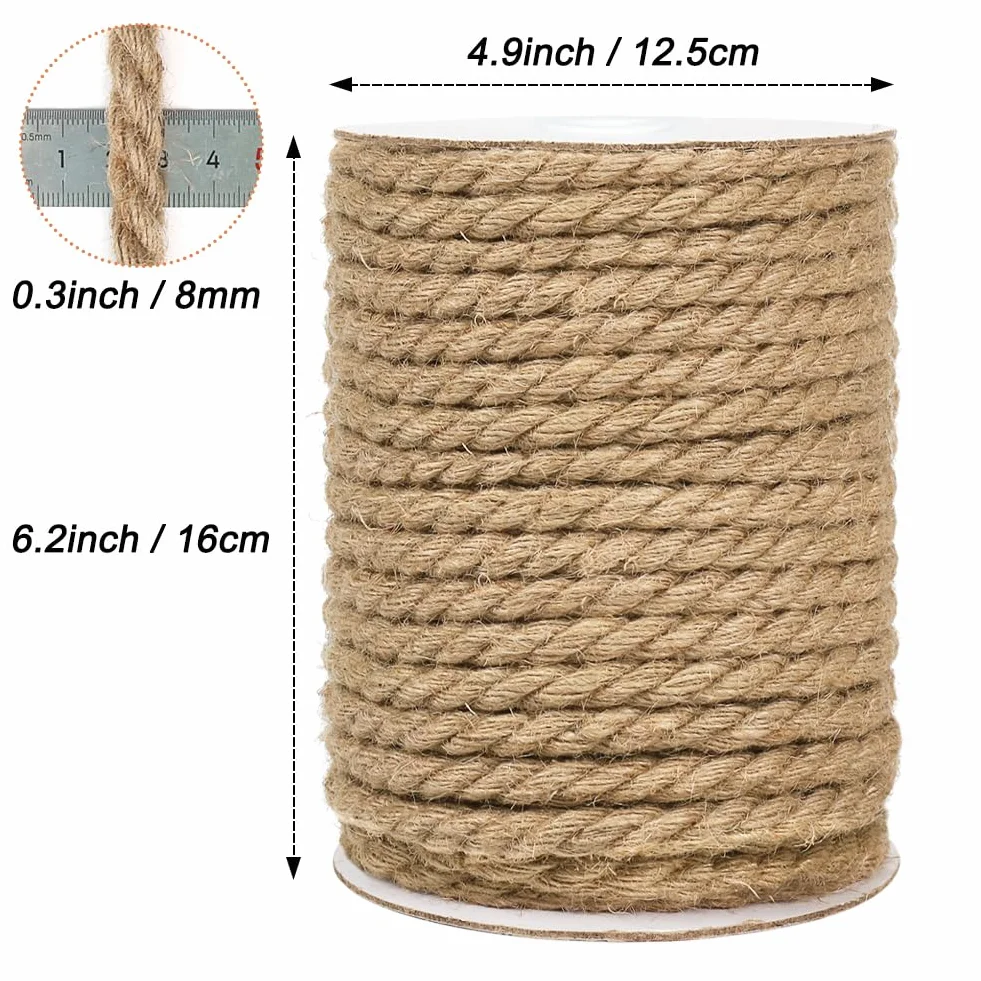 Lina konopna 30 m 10 mm ciężka do rzemiosła florystyki DIY dekoracji brązowa