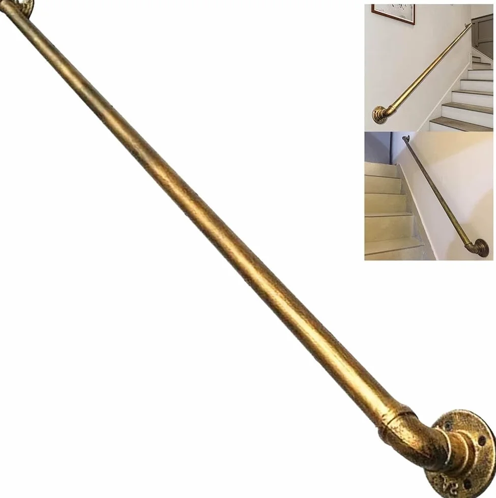 Antyczny mosiądz Poręcz schodowa 140 cm antypoślizgowa