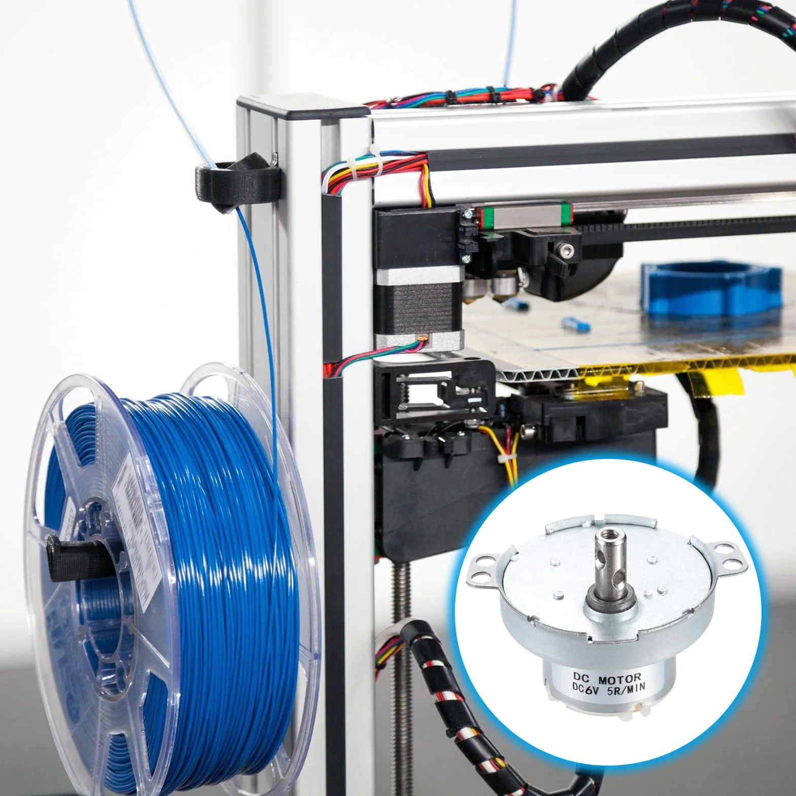 QUARKZMAN JS-50T silnik elektryczny 6V 5 obr./min CW/CCW wał D do drukarki 3D