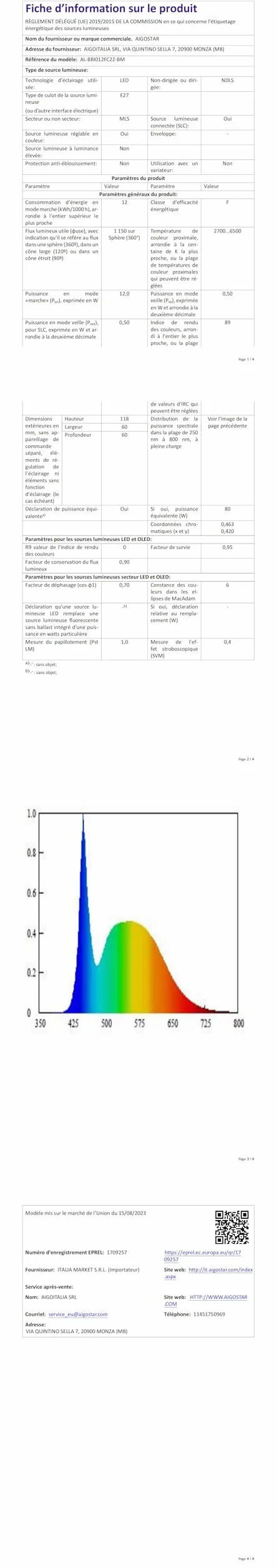 Aigostar inteligentna lampa LED Bluetooth Mesh A60 12W E27 1150lm RGB 2700K-6500K 2 sztuki