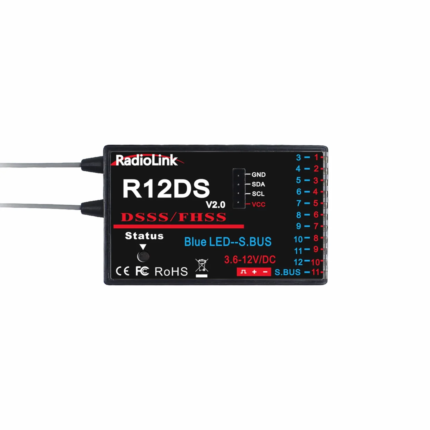 RadioLink R12DS 2.4G 12CH odbiornik do nadajnika AT9 AT9S AT10 AT10II RC