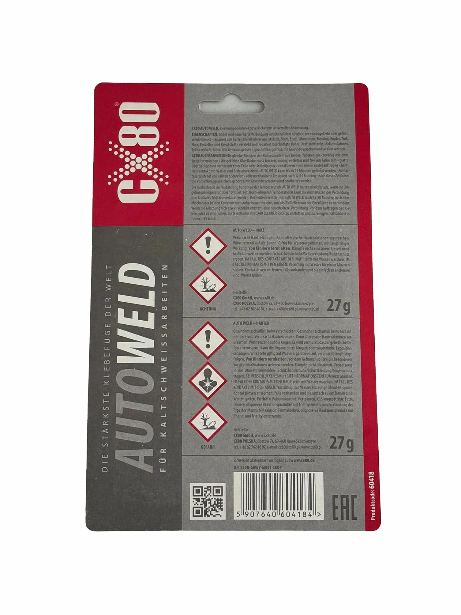 QUICK WELD 2K-Epoxy Kleber Szybko twardniejący klej do metalu, drewna, ceramiki, plastiku 2 x 27 g
