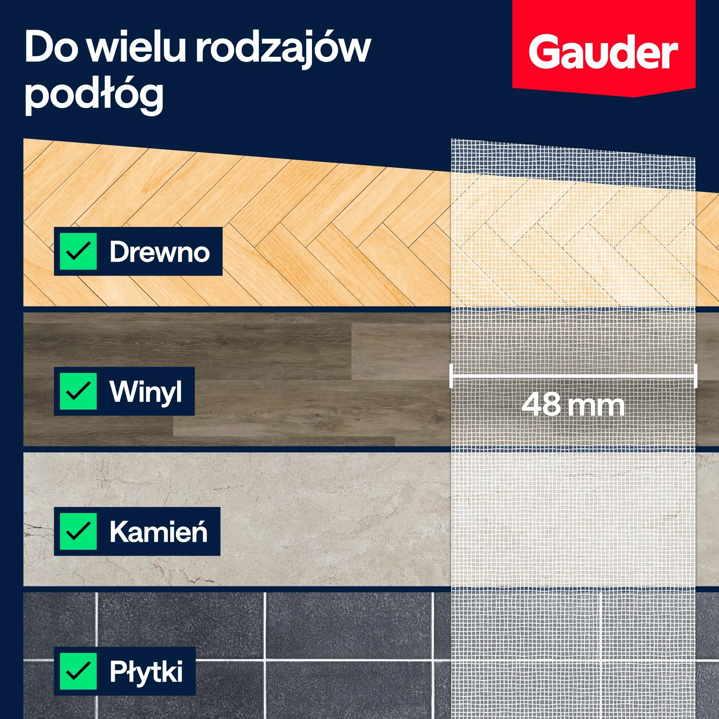 GAUDER Taśma do dywanów dwustronna ekstra mocna 10 m x 48 mm Klej do wykładzin i schodów