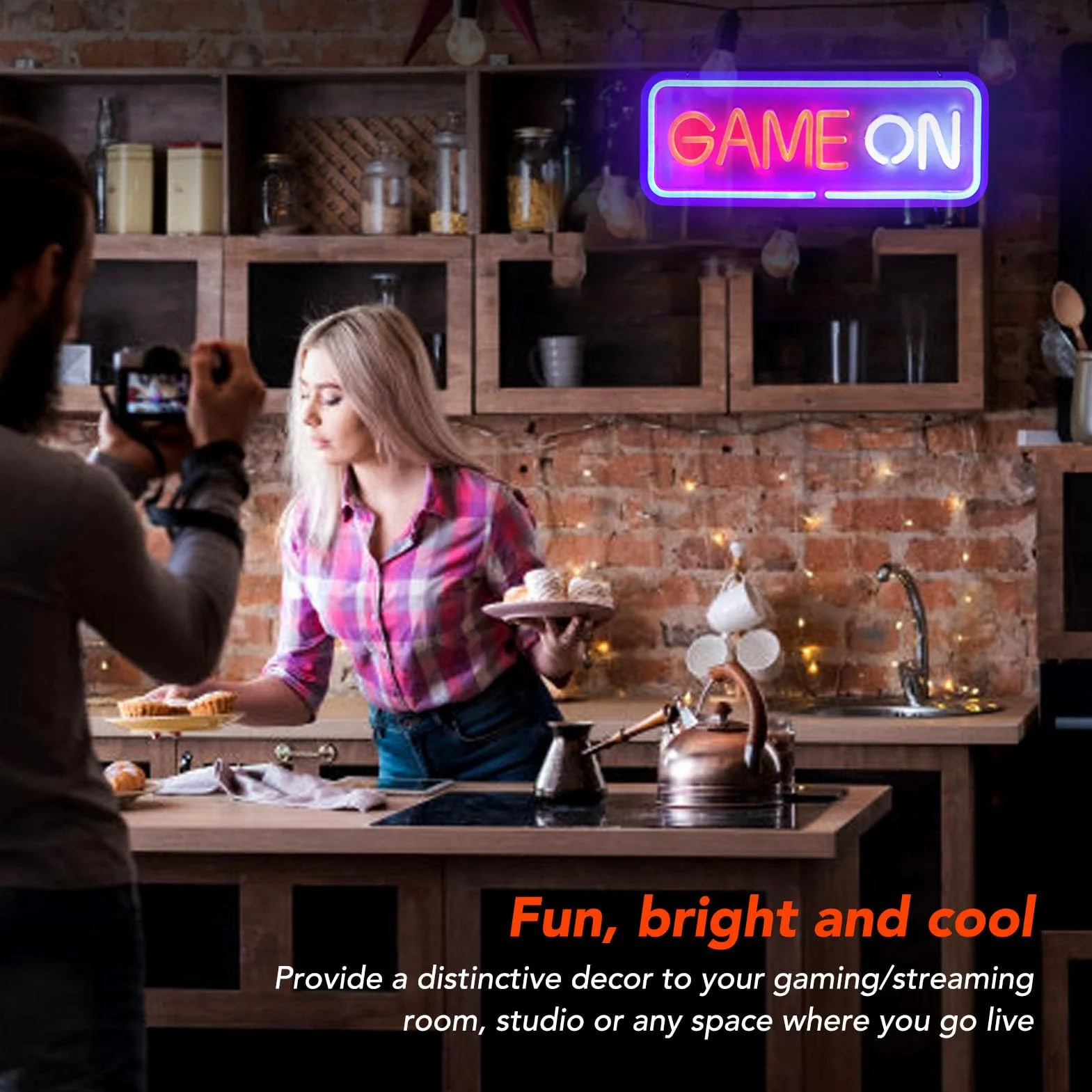 Gaming Neon Znak LED Kolorowa Loda z Hakiem do Wystroju ściennego Dimmable