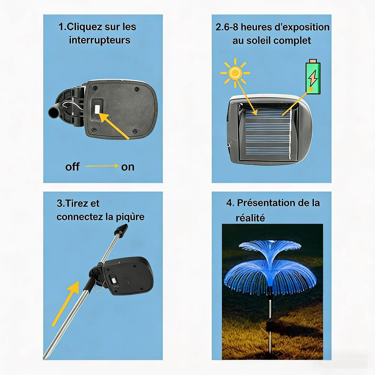 Lampy solarne ogrodowe IP65 3 sztuki LED dekoracyjne meduza