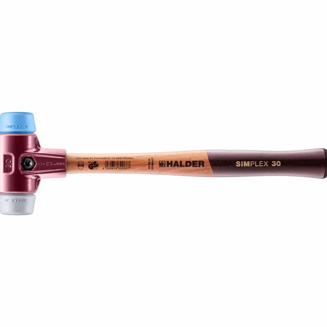 Simplex młotek ochronny TPE-soft/TPE-mid żeliwo ciągliwe drewniany trzonek D=30 mm 3013.030
