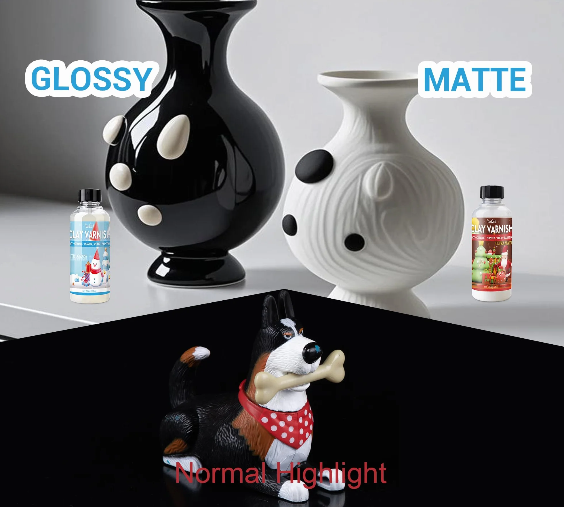 Air Dry Clay Glass - przezroczysty lakier do gliny, błyszcząca i matowa glazura, wodoodporny, odporny na zarysowania