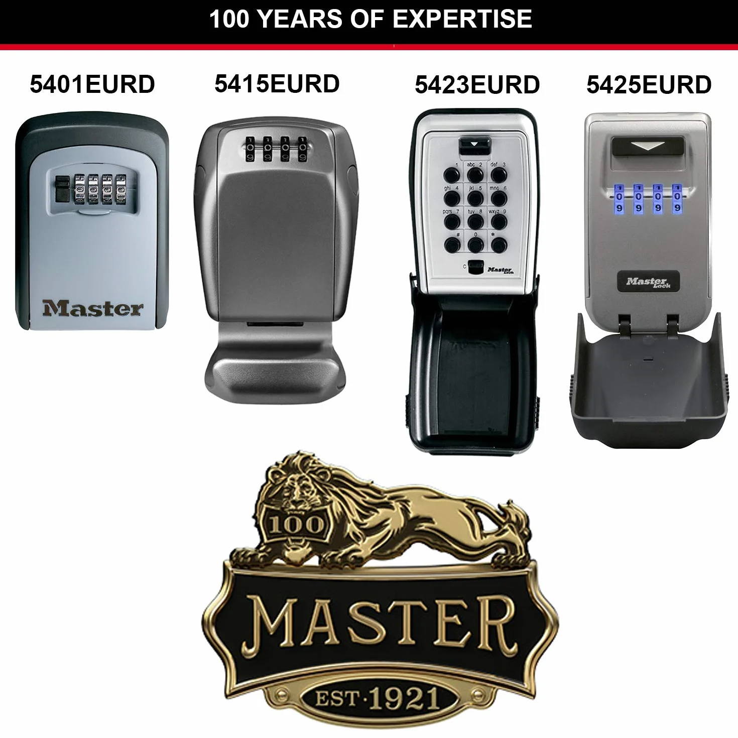 Bezpieczna Skrzynka na Klucze MASTER LOCK Montaż na Ścianie 5401EURD Select Access Szary Czarny Średni