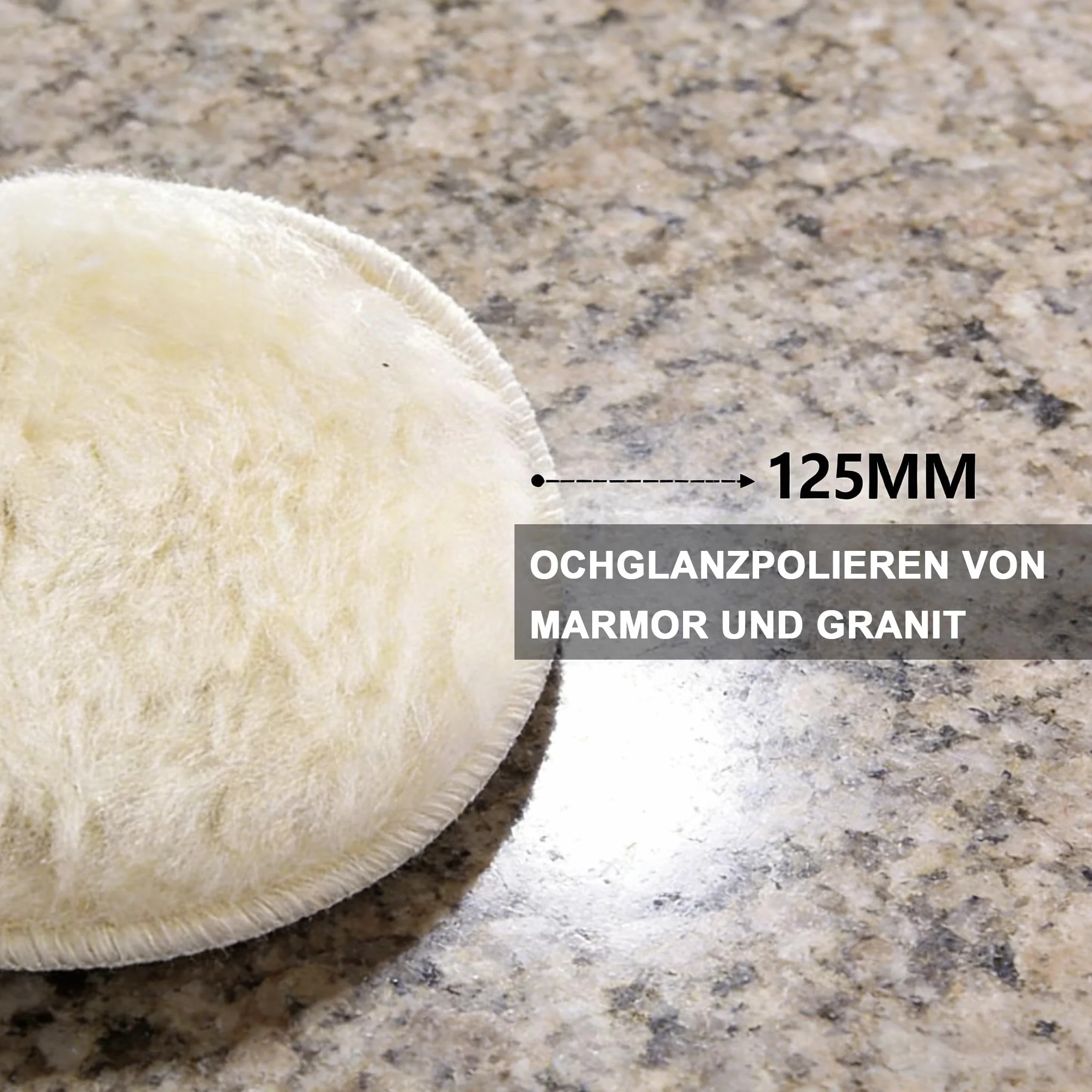 Podkładka polerska z owczej wełny 125 mm do kamienia polerowanie marmuru granitu konglomeratu
