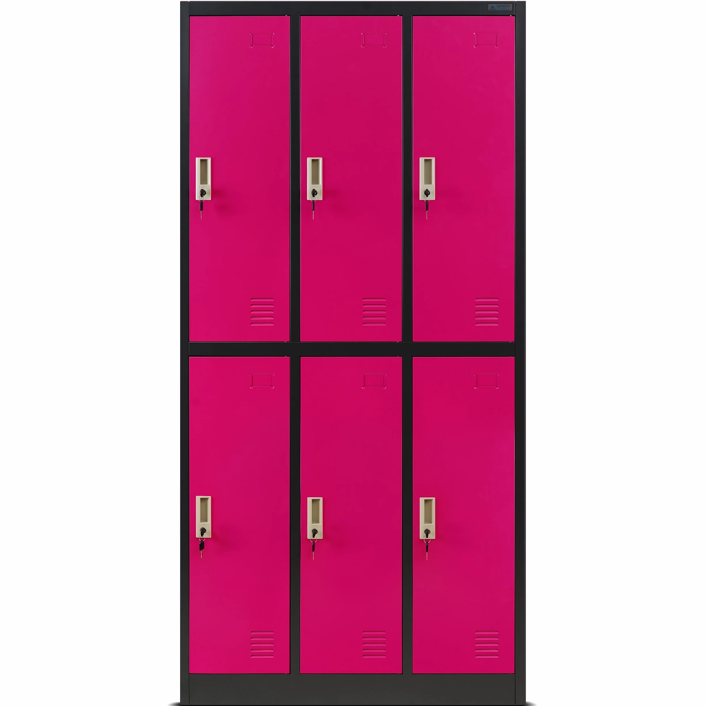 Szafa Ubraniowa Metalowa 6 Przegródek 185x90x45 cm Antracytowa Fuksja