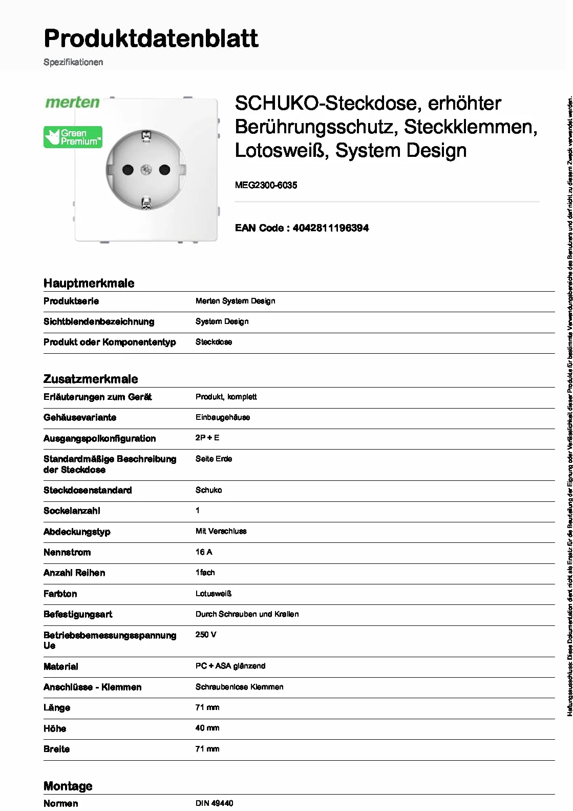 Schneider Electric Merten MEG2300-6035 gniazdo wtykowe z zestykiem ochronnym 2-biegunowe + E biały lotos